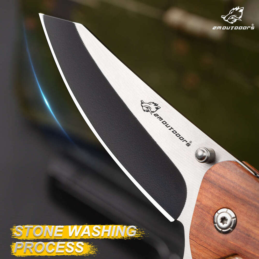 Hot selling 7-chrome outdoor high hardness stainless steel camping self-protection, portable tactical folding knife, red sandalwood
