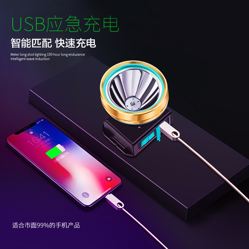 LED induction strong USB power bank head mounted flashlight night fishing light outdoor functional headlight