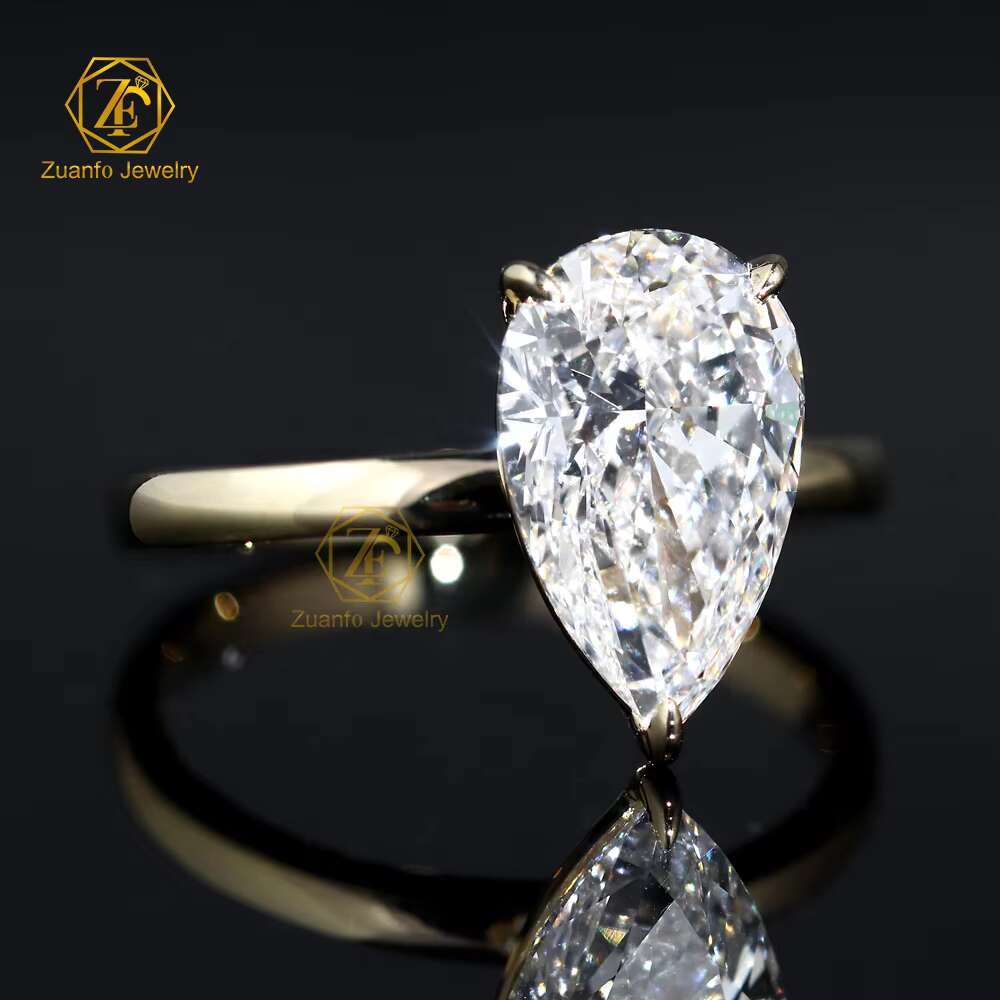Best Price Luxury 14K 18K Solid Gold HPHT CVD 1-3CT Pear Cut Lab Grown Diamond Wedding Engagement Ring IGI GIA Certificate