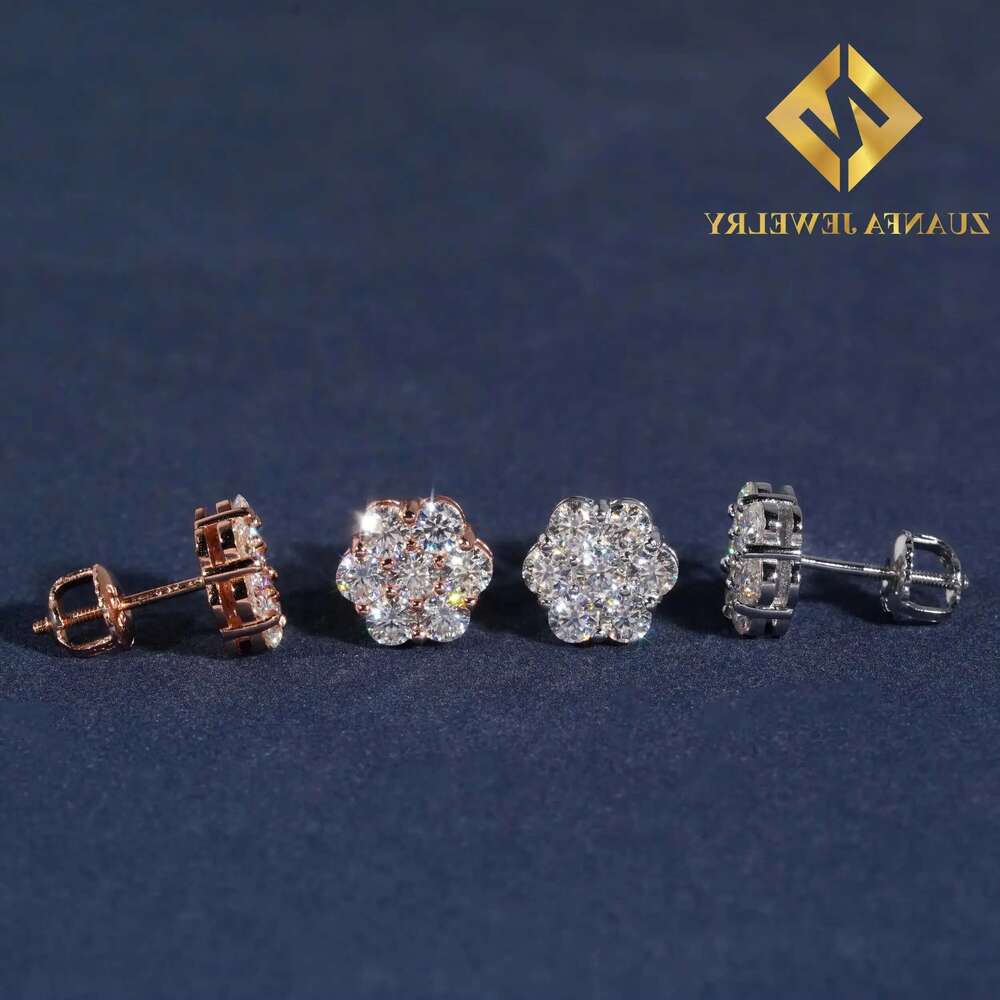 9mm Sun wer Design Sterg Sier VVS Moissanite Stud Hip Hop Earring Jewelry For Men Women designer bag