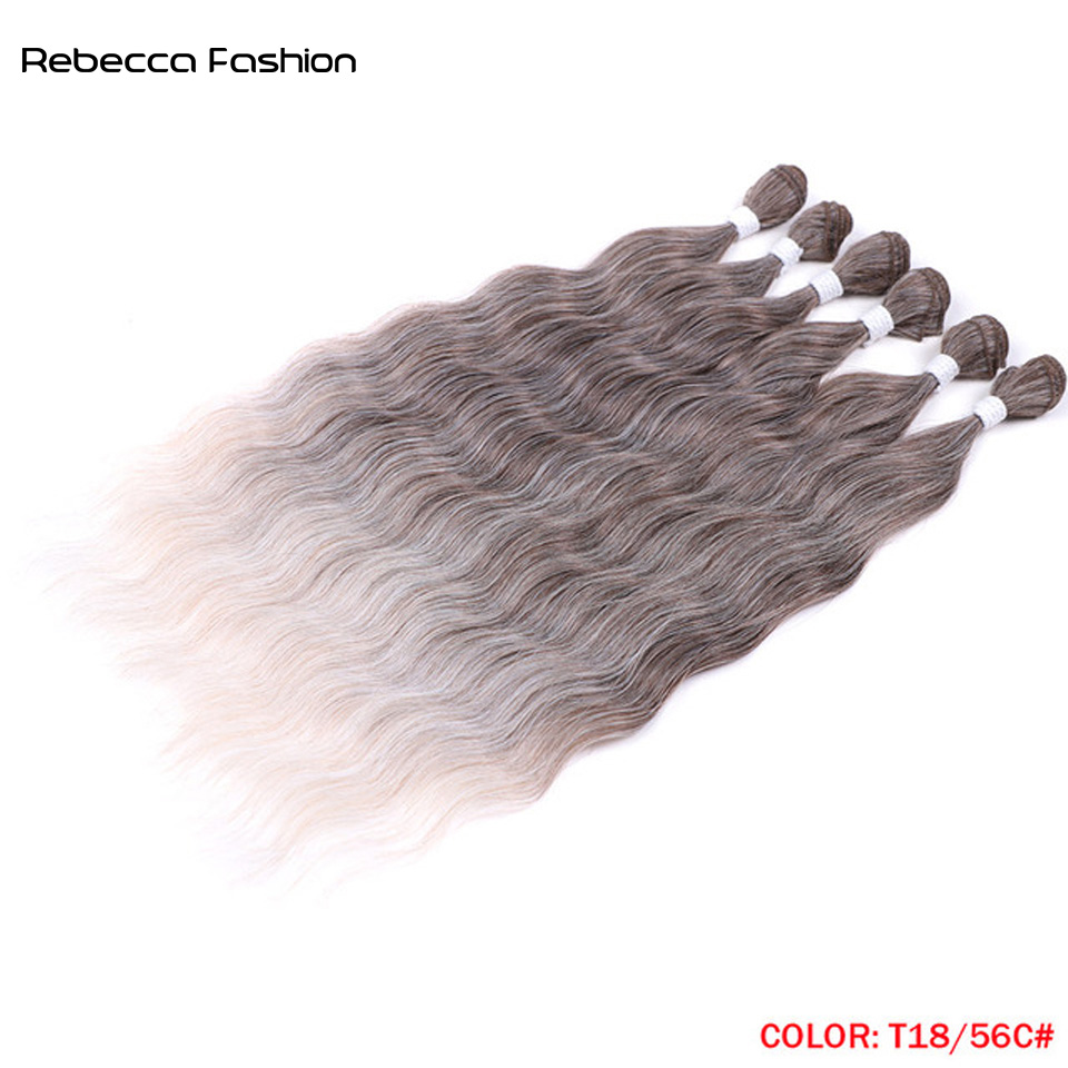 Rebecca Fashion Hair Loose Deep Water Wave Hair Bundles Synthetic Hair Extensions Ombre Blonde Weave Bundles 6Pcs/Pack 20inch Free Shipping