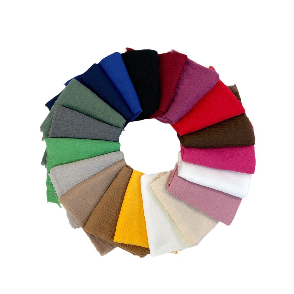 K661 Pure color cotton and linen scarf 2023 autumn and winter new women's silk scarf retro monochrome medium long scarf decorative long shawl who