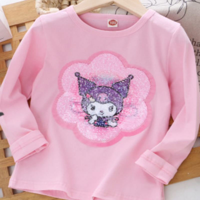 DISNEY Frozen Princess Elsa kids designer clothes baby designer clothes children autumn clothes with color-changing sequins long-sleeved T-shirt of co