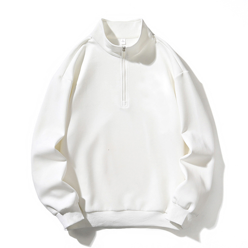 American style half zipper design jacket 2023 Spring and Autumn standing collar pullover hoodie loose men's clothing