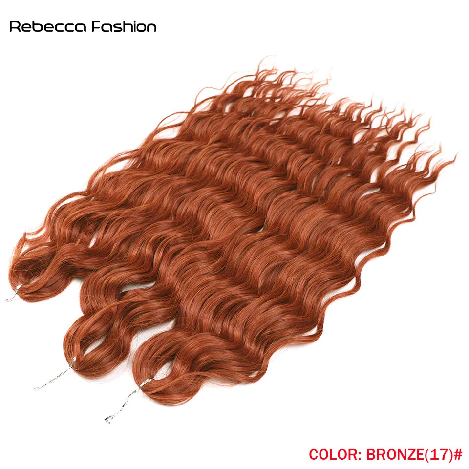 Rebecca Fashion Hair Synthetic Loose Deep Wave Braiding Hair Extensions 24 Inch Water Wave Braid Hair Ombre Blonde Twist Crochet Curly Hair