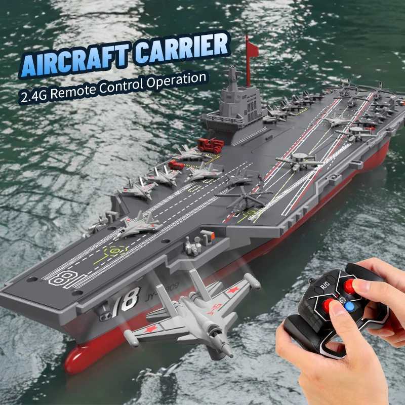 2.4G RC Boat Remote Control Battleship Boat Dual Motor Auto Water Sensor RC Aircraft Carrier Boat Toys Gift for Kids Boys X250509