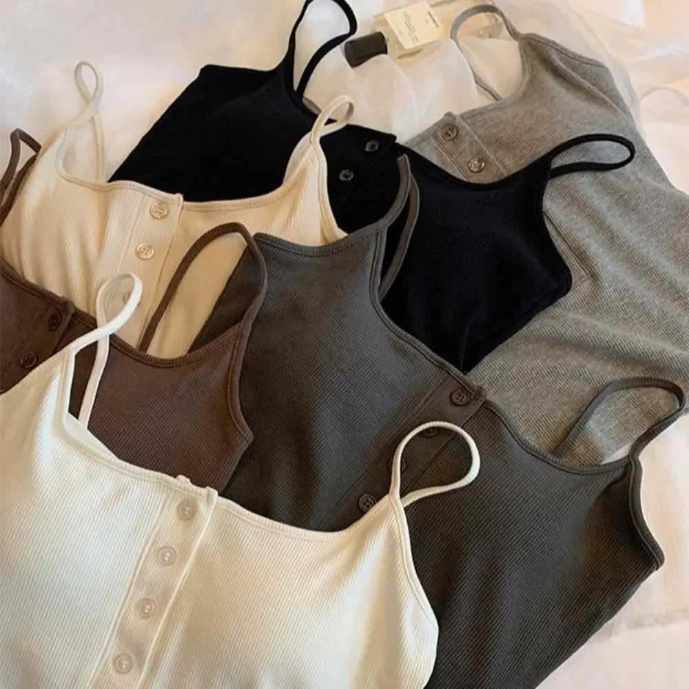 Fashionable knitted tight fitting vest niche summer top INS hip-hop button hot girl topXJ250508