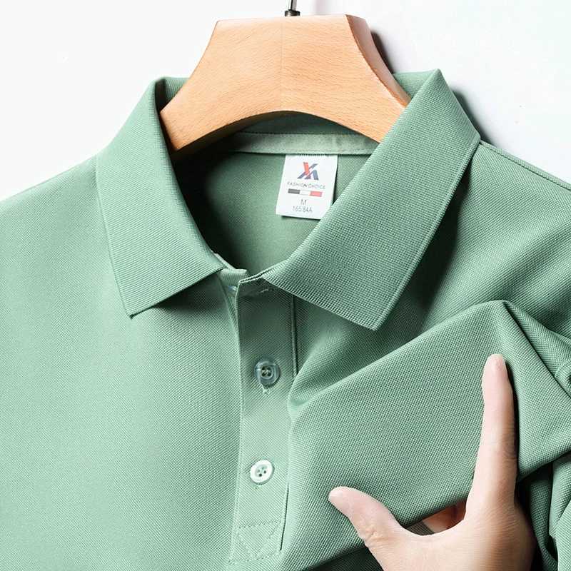Mens Fashionable Solid Color Short Sleeved Polo Shirt for Summer Ventilation Z250509-1