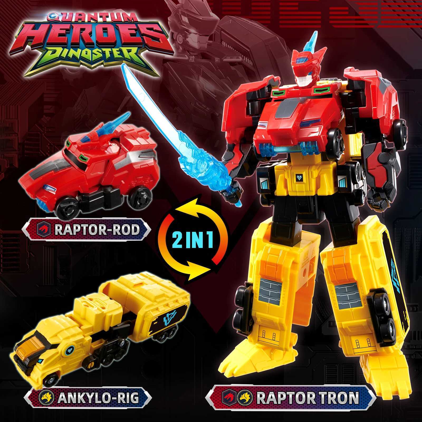 Quantum Heroes Dinoster 2-IN-1 Stego Blast Wing Transfrom from Car to Robot Action Figure Anime Deformation Kid Toys GiftT250509
