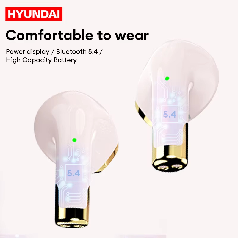 HYUNDAI Y09 Large Capacity Earbuds Wireless Bluetooth 5.4 Earphones Low Lantency HD Call Voice Power Display Headphones