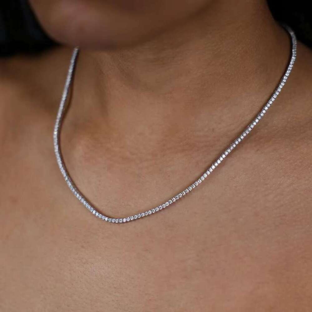 Micro tennis chain pure silver gold-plated silica jewelry