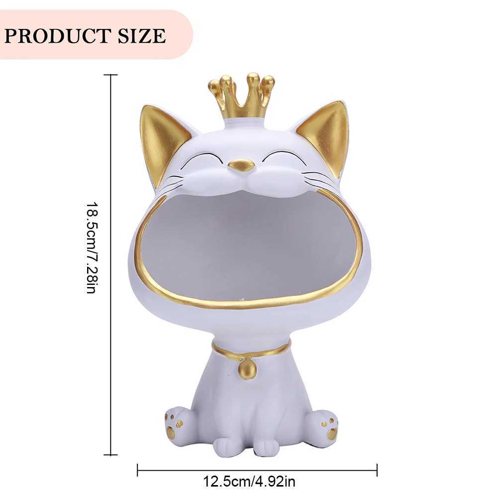 Lucky Cat Statue Live Ro Decorative Small Item Container Cute Desktop Storage Accessories Y250509