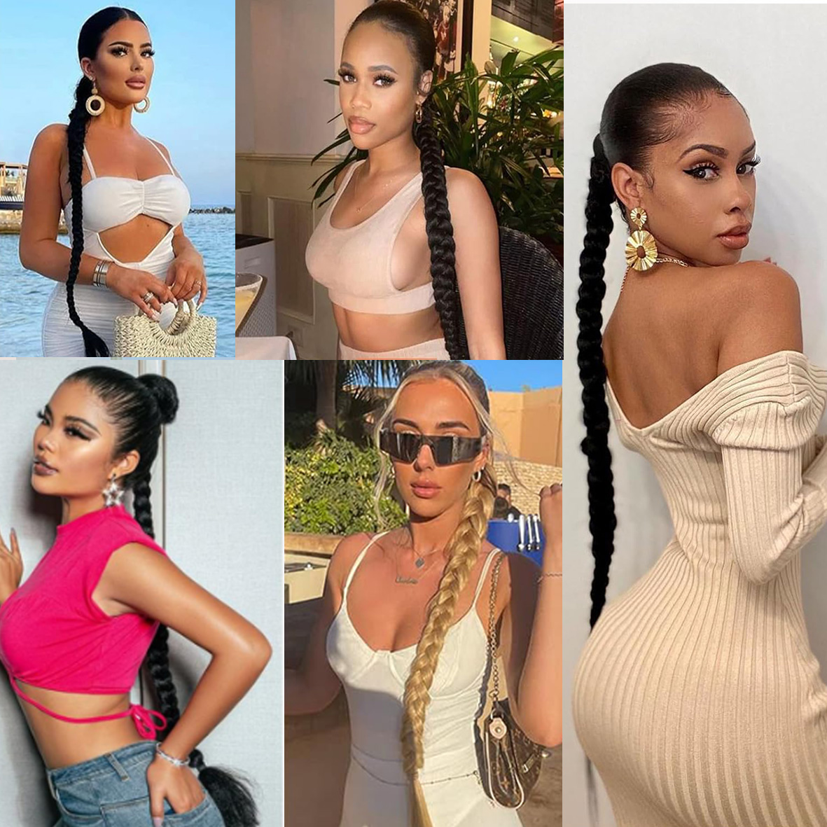 26inch braided ponytail wig | straight and smooth wrap around braided ponytail | natural non knotted synthetic wig