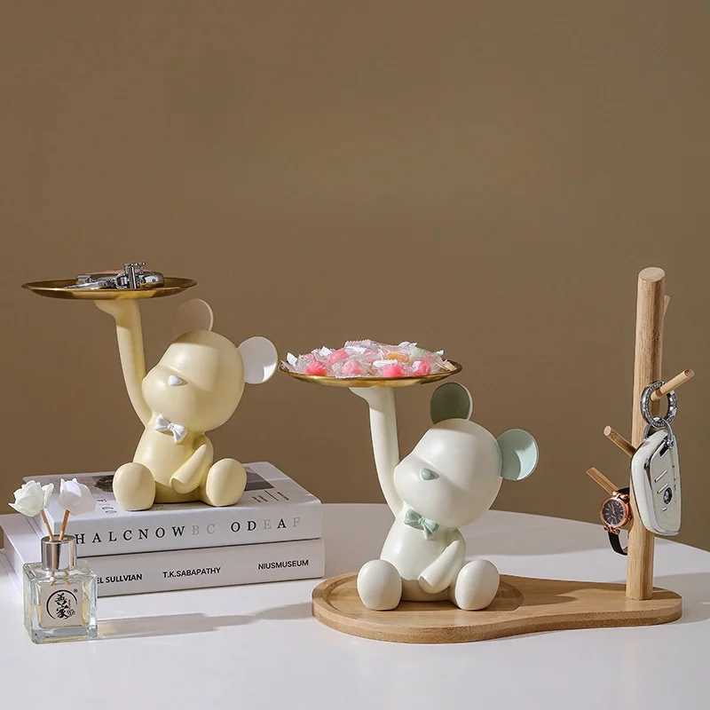 Car key bear storage rack cartoon cute bear picture mobile phone key holder mobile bracket shelf tray house decoration table accessories Y250509