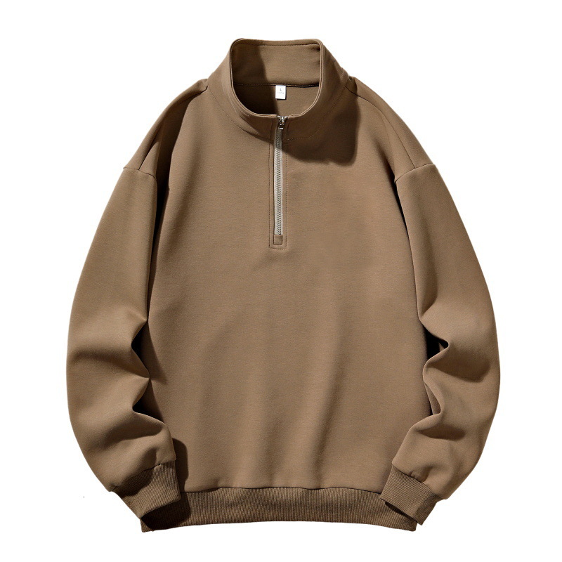 American style half zipper design jacket 2023 Spring and Autumn standing collar pullover hoodie loose men's clothing