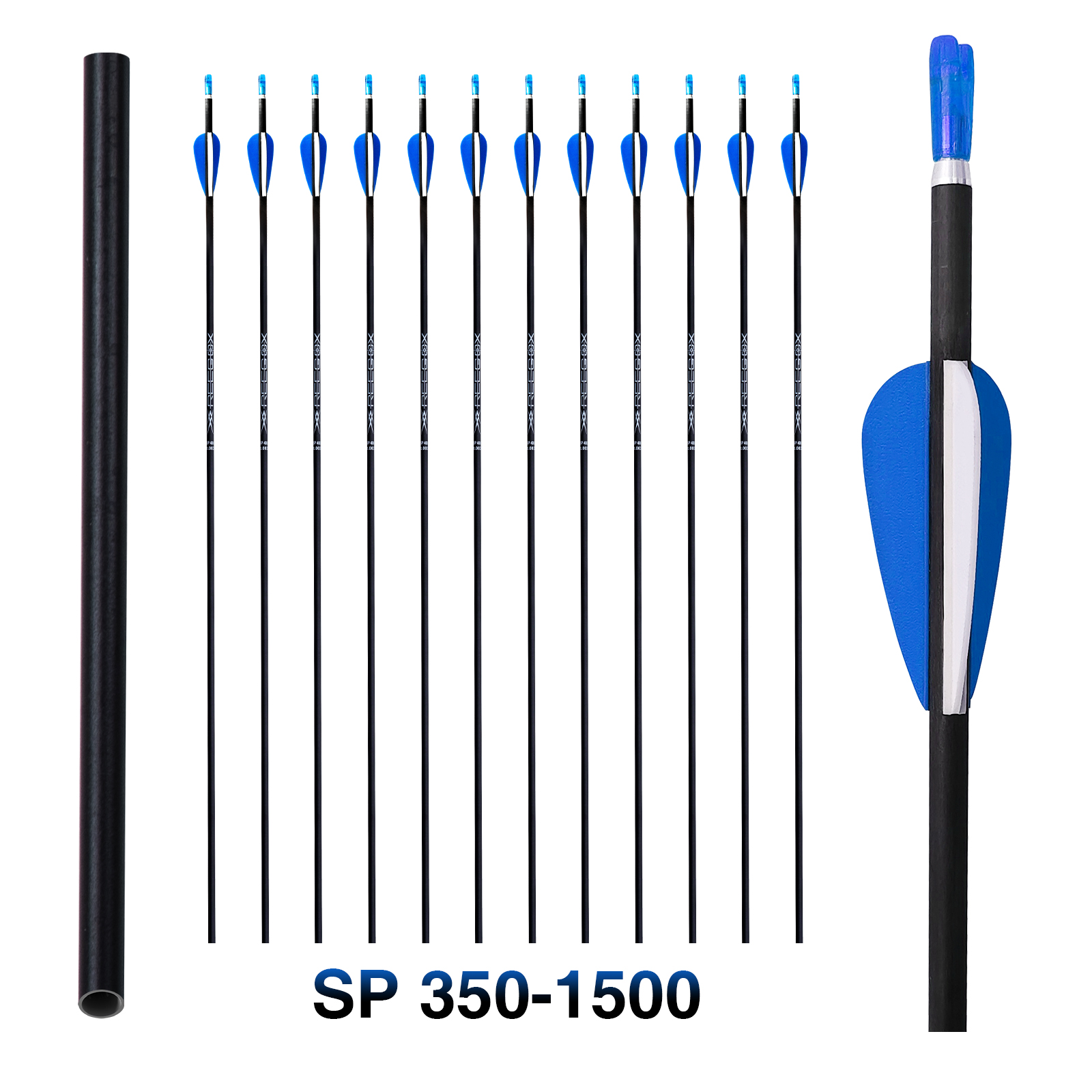 Archery Arrows without Arrow Heads Spine350-1500 31inch Targeting Arrows 4.2mm Hunting Arrows Carbon Practice Arrows for Recurve Bow & Compound Bow Bl