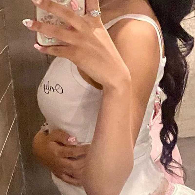 Cute letter printed cute girl crop top sleeveless backless vestXJ250508