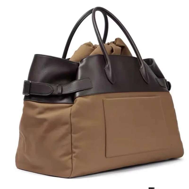 Elegant And Fashionable Niche New Women's Nylon With Leather Splicing Large Capacity Handbag Casual Tote Bag