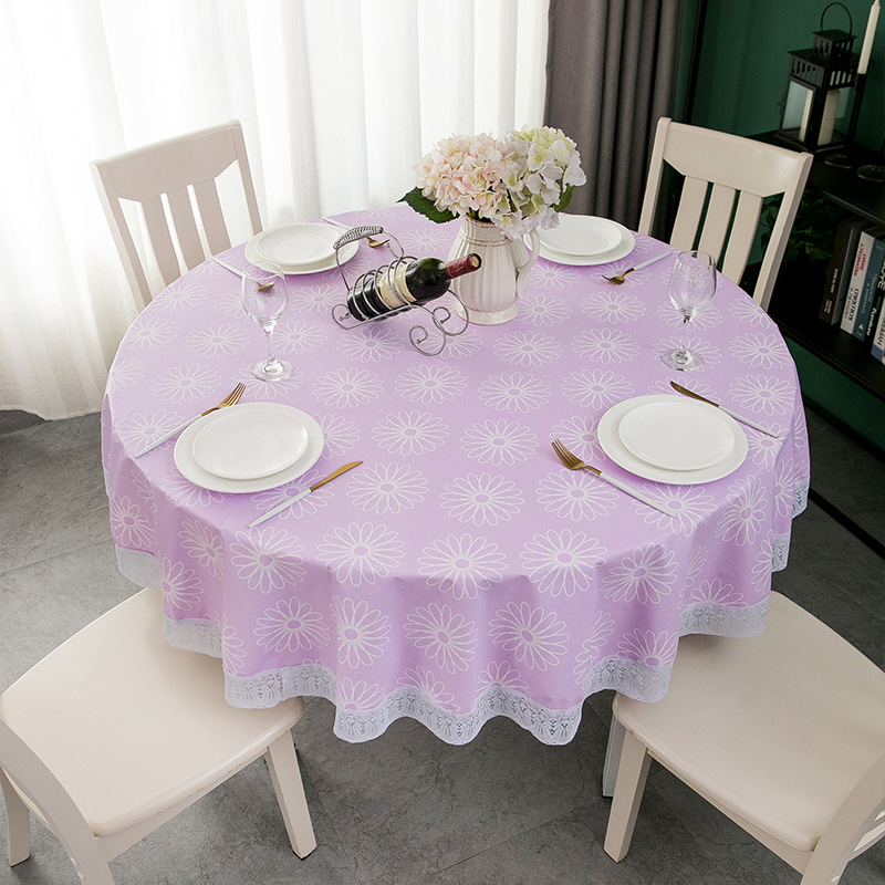 DH003 PVC Household Waterproof & Stain Resistant Circular Dining Room/Table Cover Easy-Clean Wholesale Option
