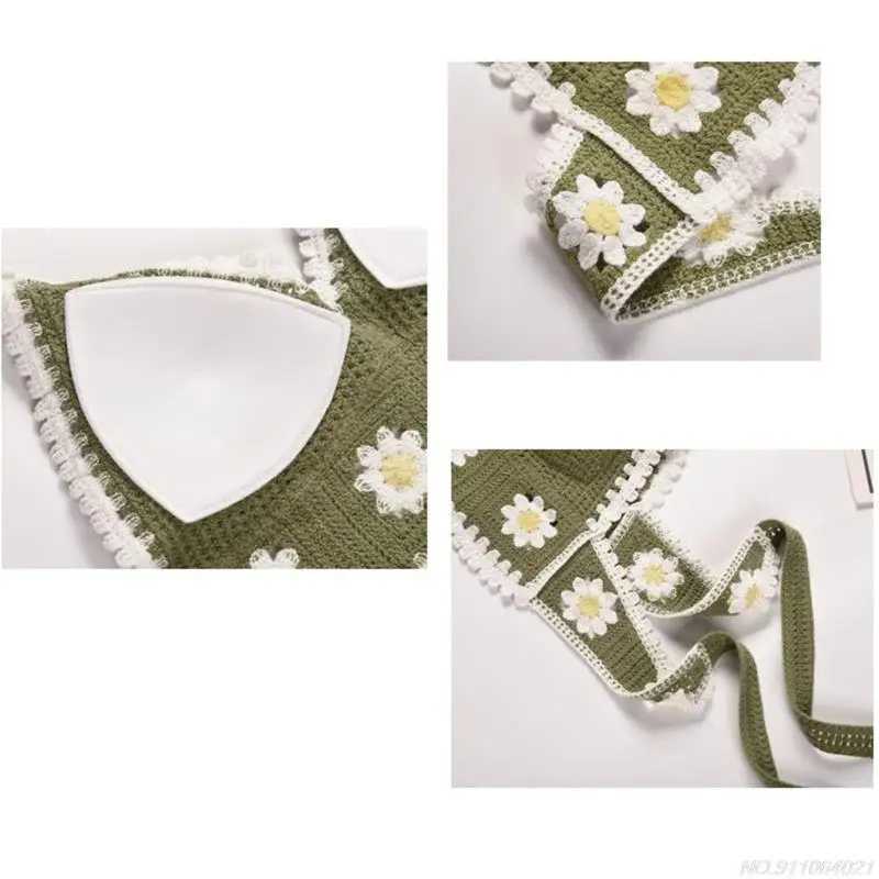 Sexy Crop Top Women Crochet Boho Beach Camisoles Bralette Halter Cami Knit Bra Backless Beachwear Top ly19 22XJ250508