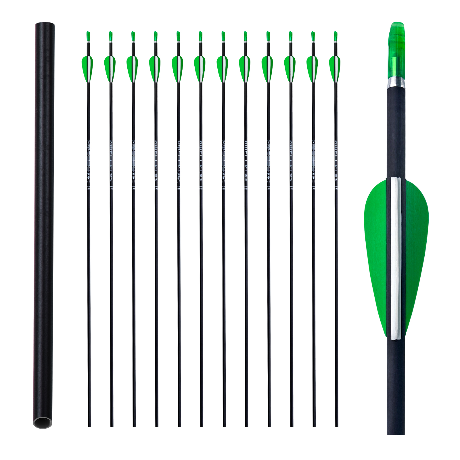 Archery Arrows without Arrow Heads Spine350-1500 31inch Targeting Arrows 4.2mm Hunting Arrows Carbon Practice Arrows for Recurve Bow & Compound Bow Gr