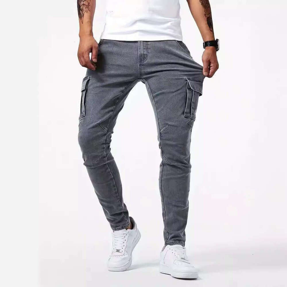 men's casual denim workwear pants men's multi bag labor protection pants