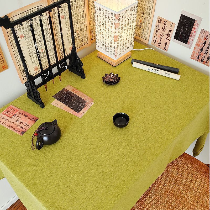DH006 Chinese style solid color waterproof desk cloth cotton linen style tea tablecloth Chinese style ins style gray stall tablecloth