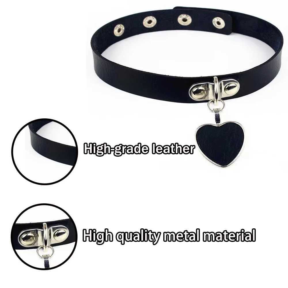 Adjustable BDSM Leather Collar with Chain for Couples Fetish Play Role-Playing Sex Toy Sexy Bondage SM Toy W250509