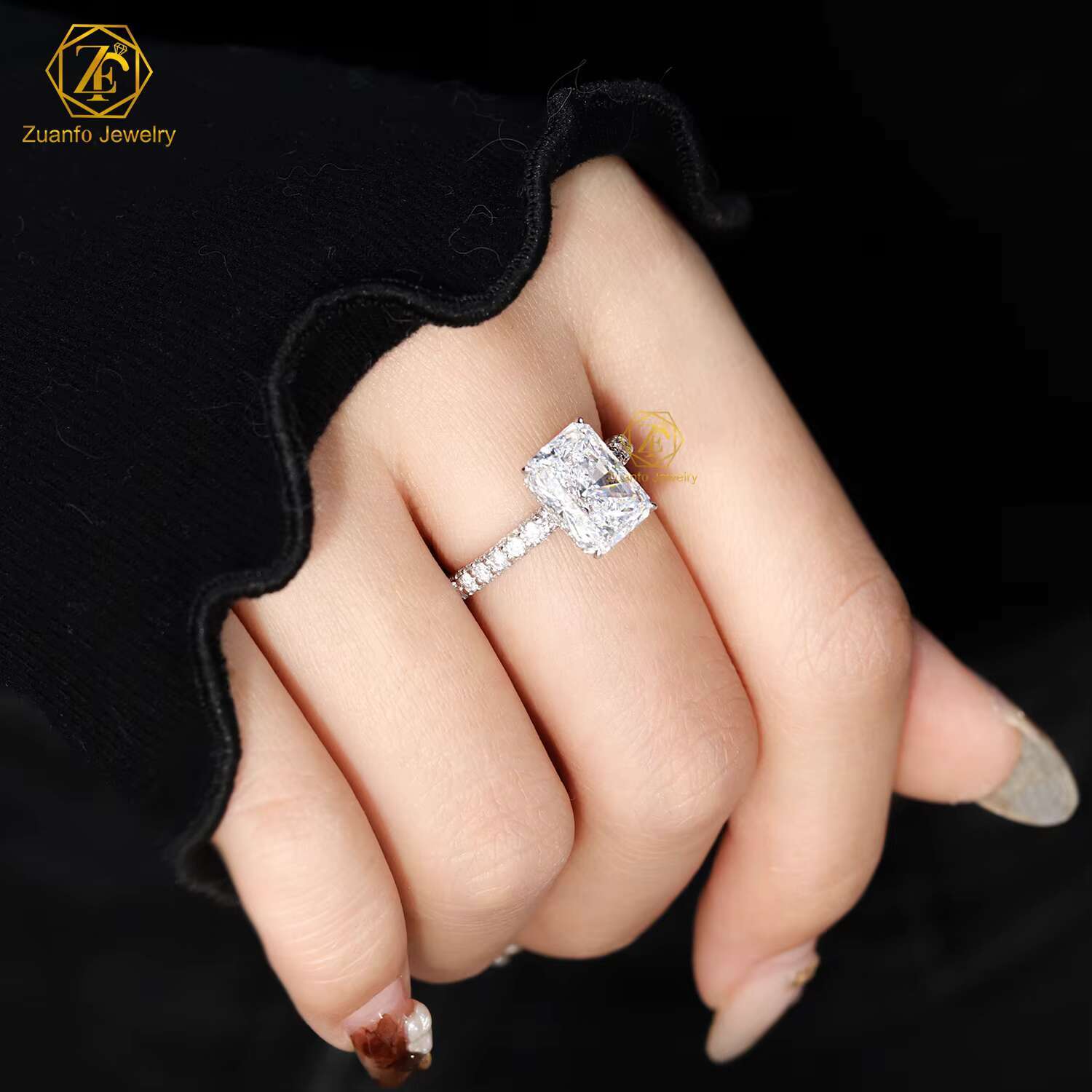 Wholesale IGI Certified HPHT CVD D VS1 Lab Grown Radiant Cut Diamond 1CT 14K 10K Solid Gold Jewelry Engagement Ring Women
