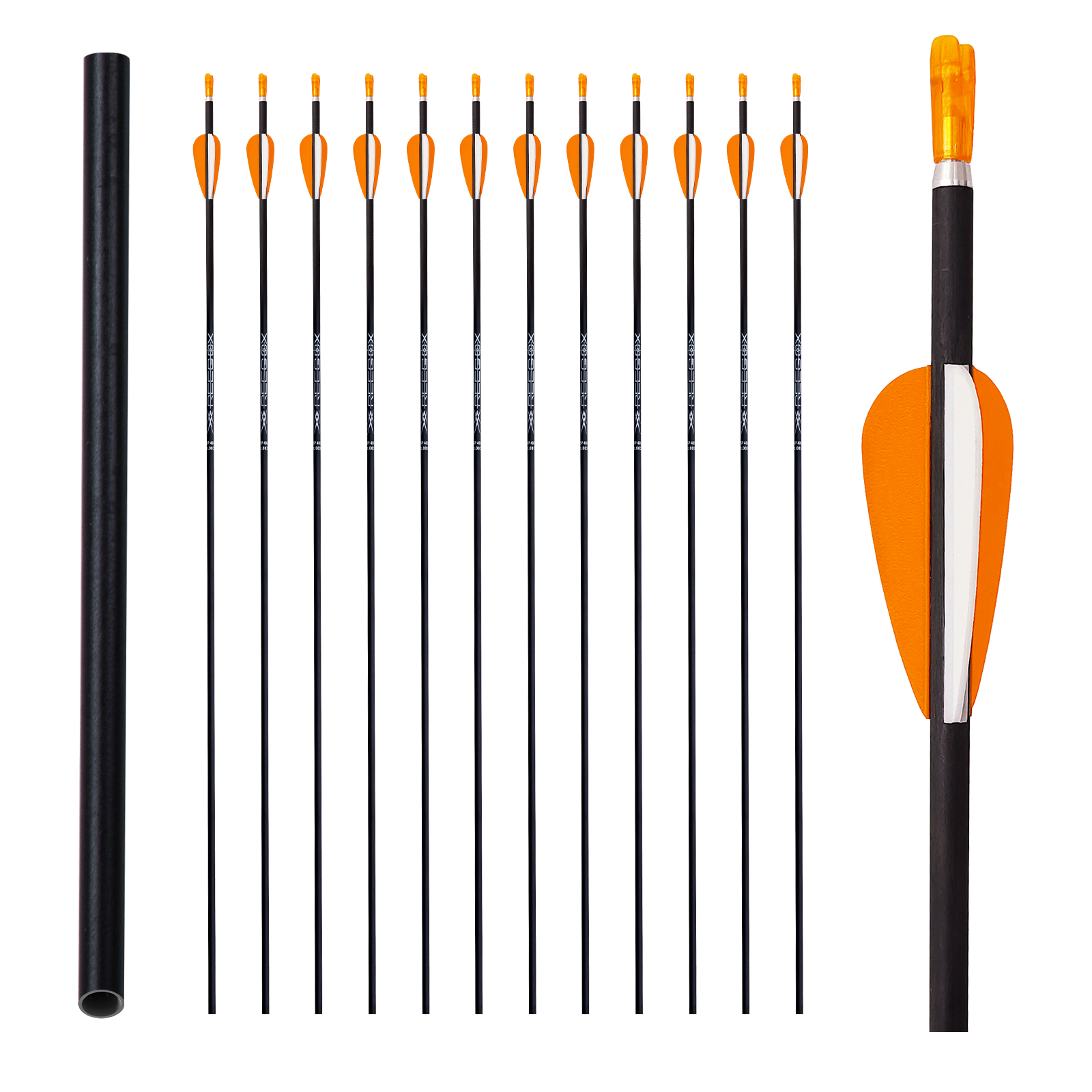 Archery Targeting Arrows without Arrow Heads Spine350-1500 31inch 4.2mm Hunting Arrows Carbon Practice Arrows for Recurve Bow & Compound Bow Orange (1