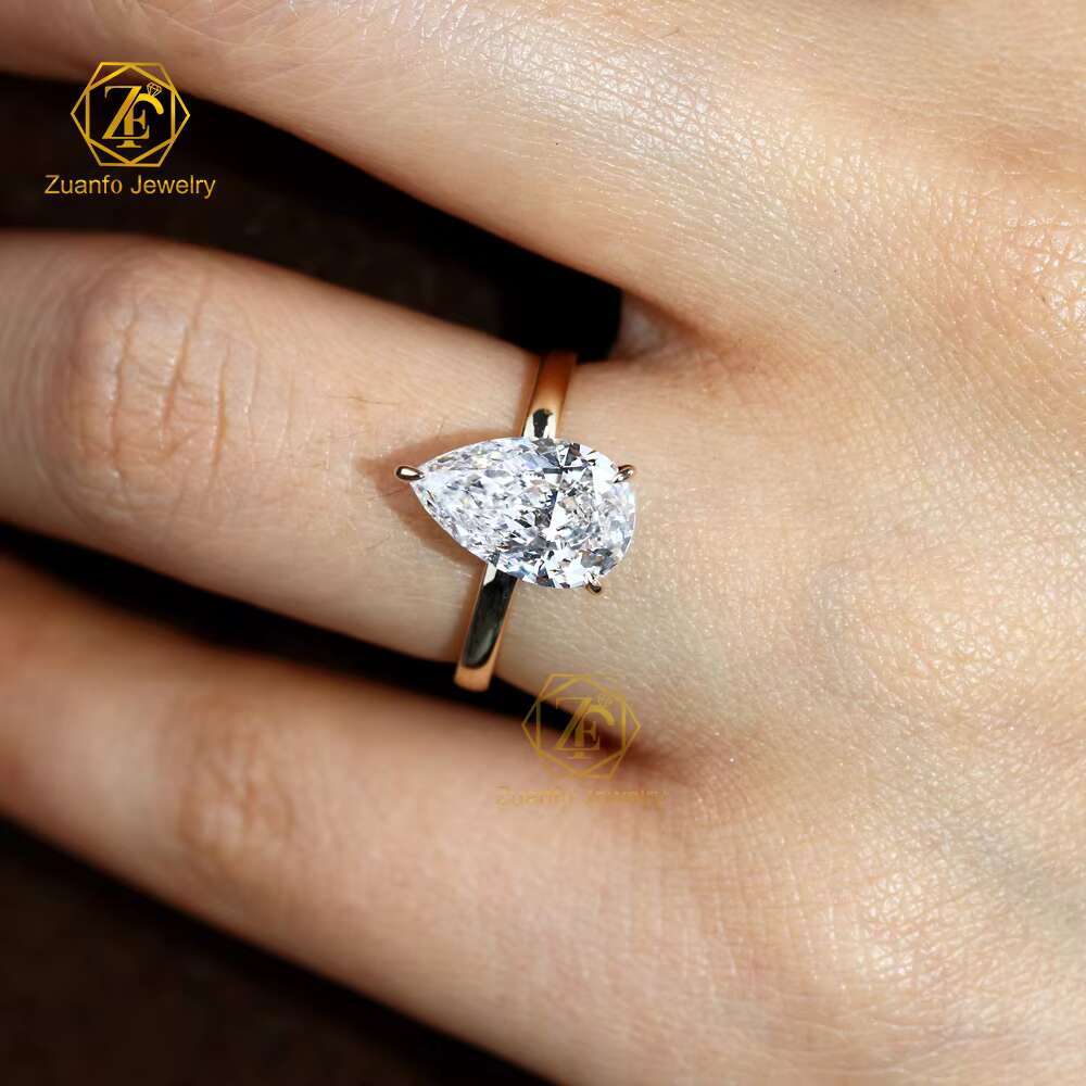 Best Price Luxury 14K 18K Solid Gold HPHT CVD 1-3CT Pear Cut Lab Grown Diamond Wedding Engagement Ring IGI GIA Certificate