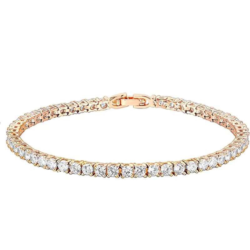DHCollections Zircon Tennis Chain Bracelet, Adjustable Crystal Bangle for women