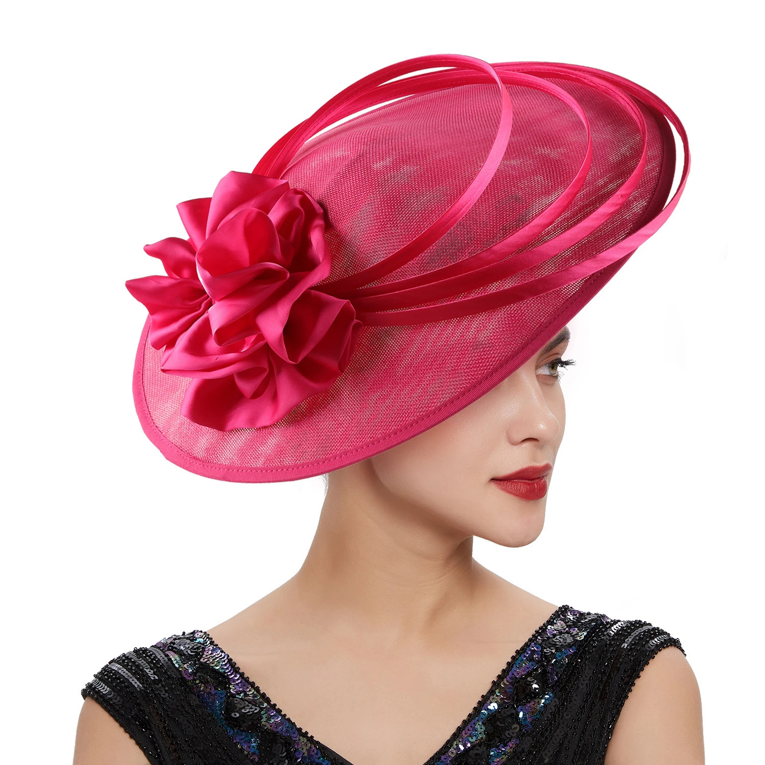 Fancy Christmas Sinamay Fascinator Perfect Wedding Hat Unique Derby Party Hat Fashion Top Church Hats Bride Fascinators Female 250509