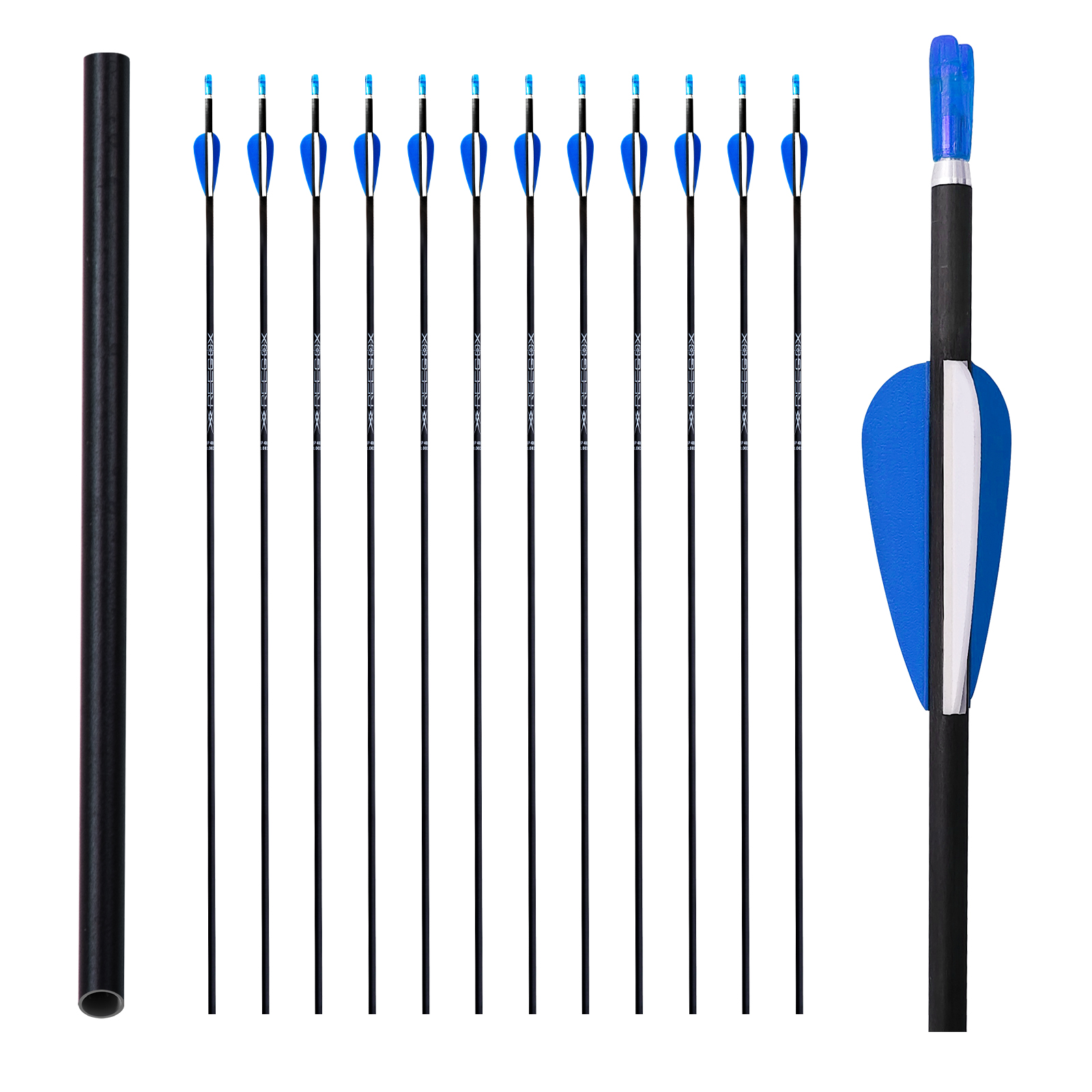 Archery Arrows without Arrow Heads Spine350-1500 31inch Targeting Arrows 4.2mm Hunting Arrows Carbon Practice Arrows for Recurve Bow & Compound Bow Bl