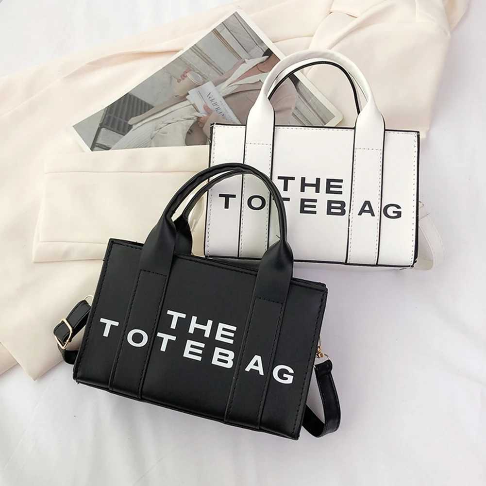 Women Shoulder Bag Contrast Letters Fashion Ladies Tote Bag PU Leather Portable Casual Simple Adjustable Straps Female Satchel Z250509