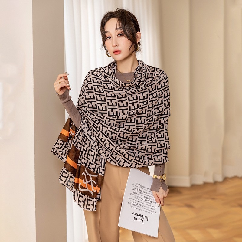 K667 Autumn and winter warm cotton and linen scarf fashionable and versatile silk scarf for women to travel sun protection cape outer wear shawl