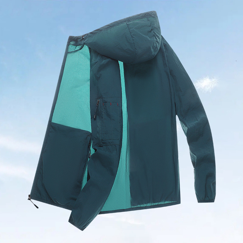 2024 Trendy New Sunscreen Clothes Mens Thin Jacket Summer Outdoor Sports Breathable UV resistant Skin Clothes with Pressure Labeling 230725