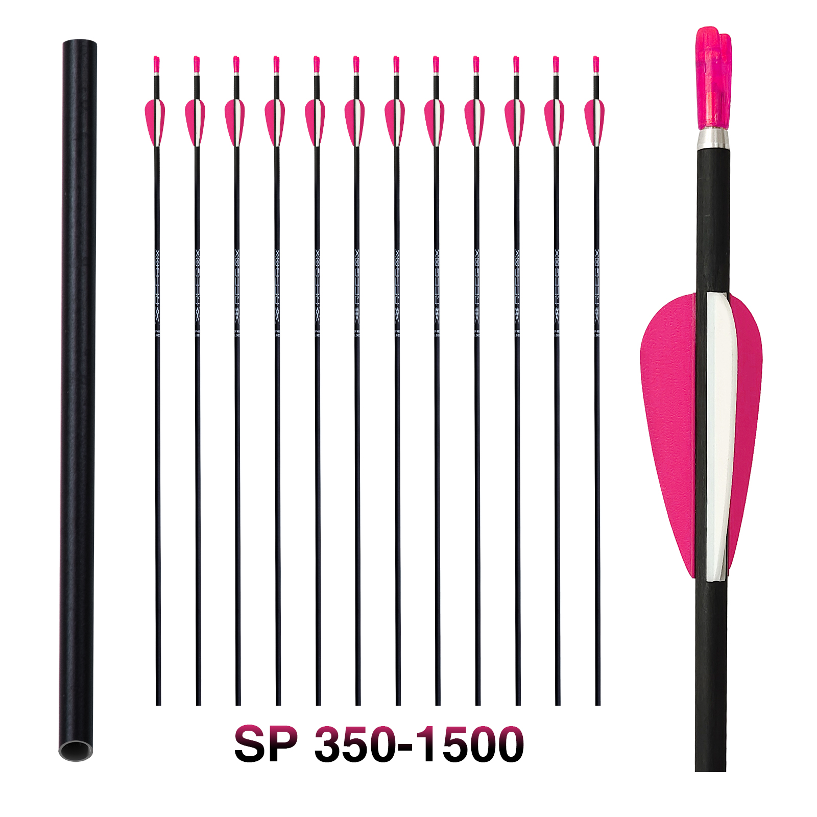 Archery Arrows without Arrow Heads Spine350-1500 31inch Targeting Arrows 4.2mm Hunting Arrows Carbon Practice Arrows for Recurve Bow & Compound Bow Pi