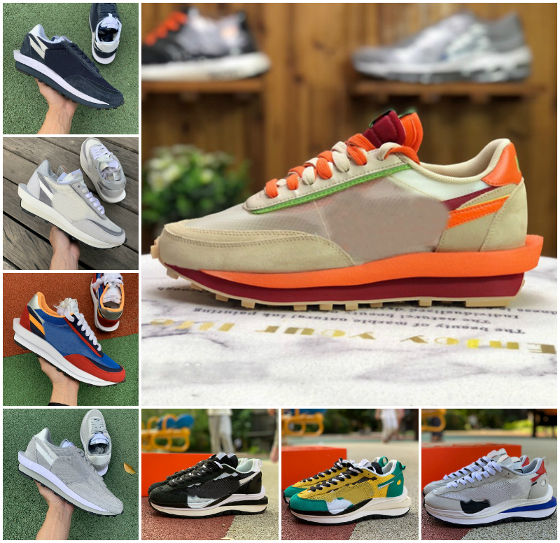 sacais Mens Women Running ShOes Designer LD Waffle Orange Blaze Nylon White Black Sail Gum Sesame Game Royal Fragment Grey Blue Void Green Gusto Pine Green Sneakers