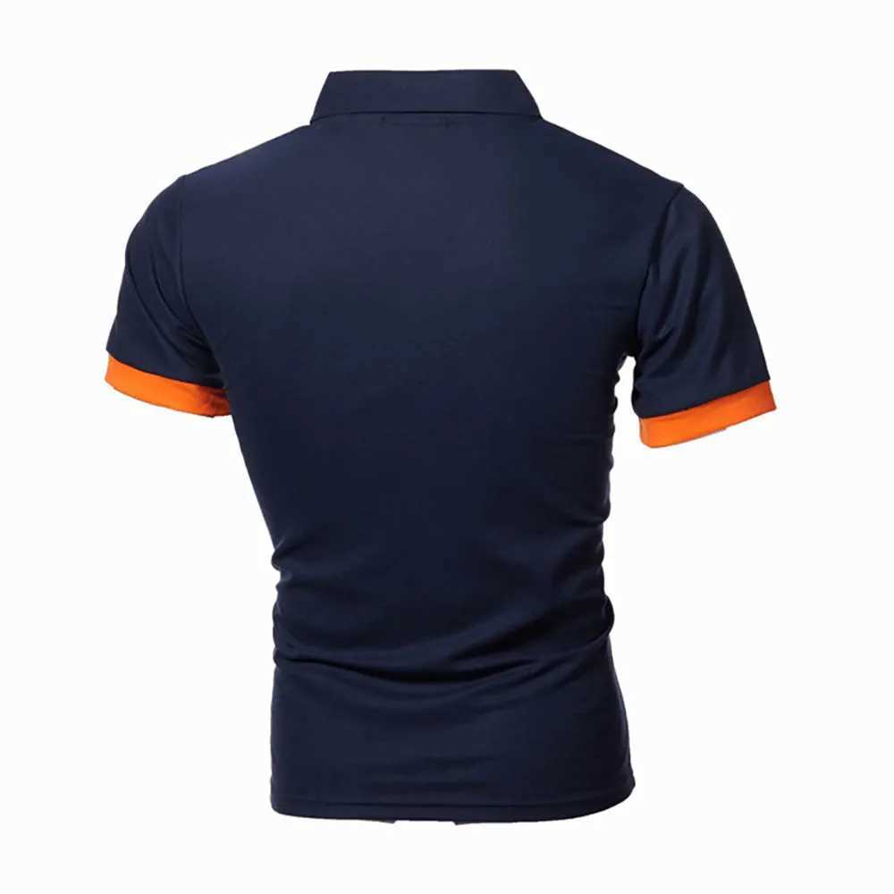 Summer Mens Solid Color Polo Shirt Mens Slim Fit T-shirt Polo Fashion Breathable Short Sleeve Top Z250509-1