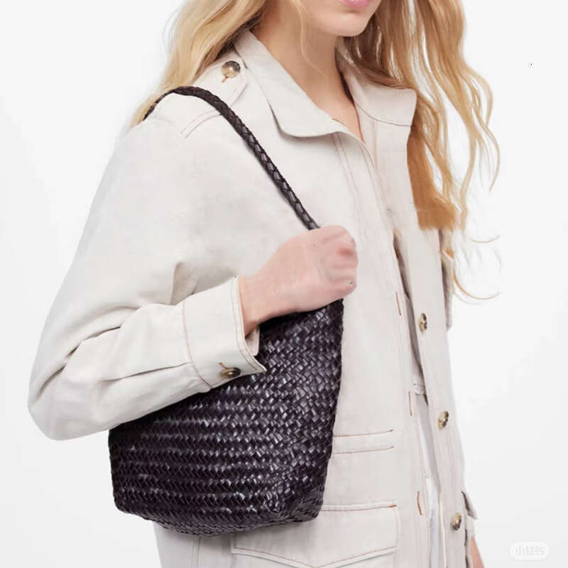 new high end one shoulder hand woven bucket underarm bag women s