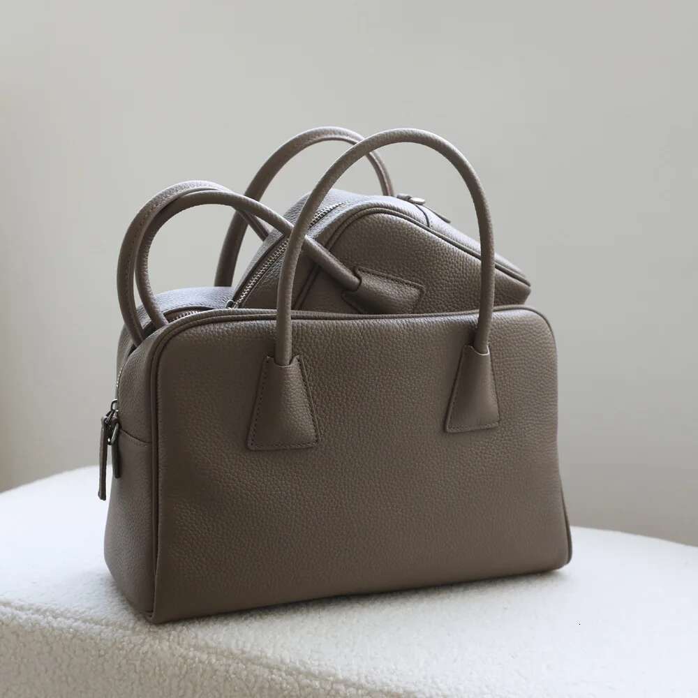 Genuine Leather Boston Bag For Women Designer Handbag Purse 2025 New In Vintage First Layer of Cowhide Shoulder Crossbody