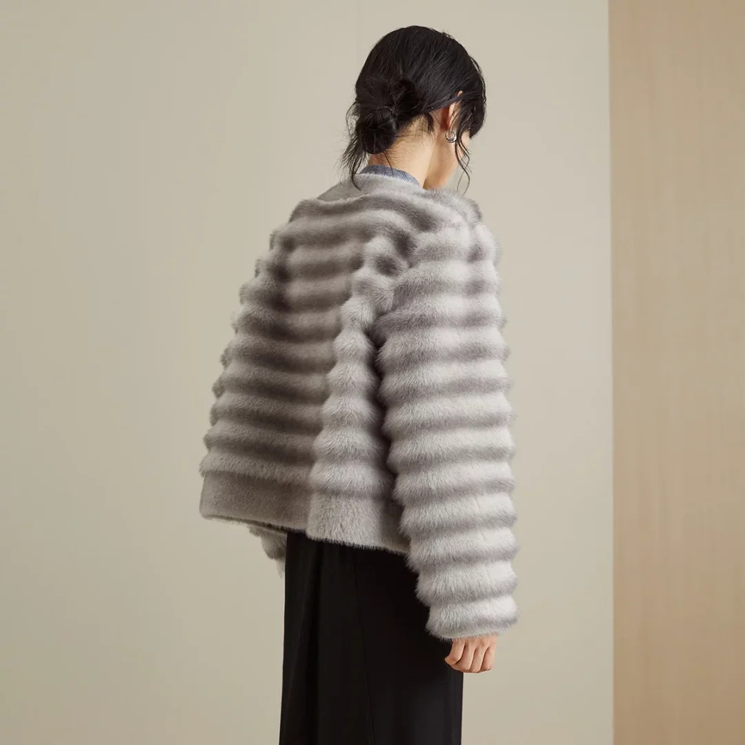 Elegant Womens Winter Cozy Velvety Artificial Mink Outerwear with High Fashion Appeal