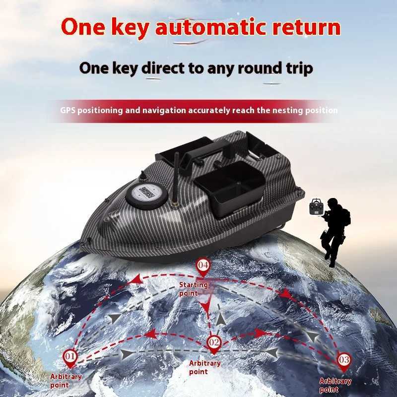 Rc Bait Boat 500m Auto Driving Return V900 Gps 40 Points Sonar 1.5kg V700 With Steering Light For Fishing Wireless Fish Finder X250509