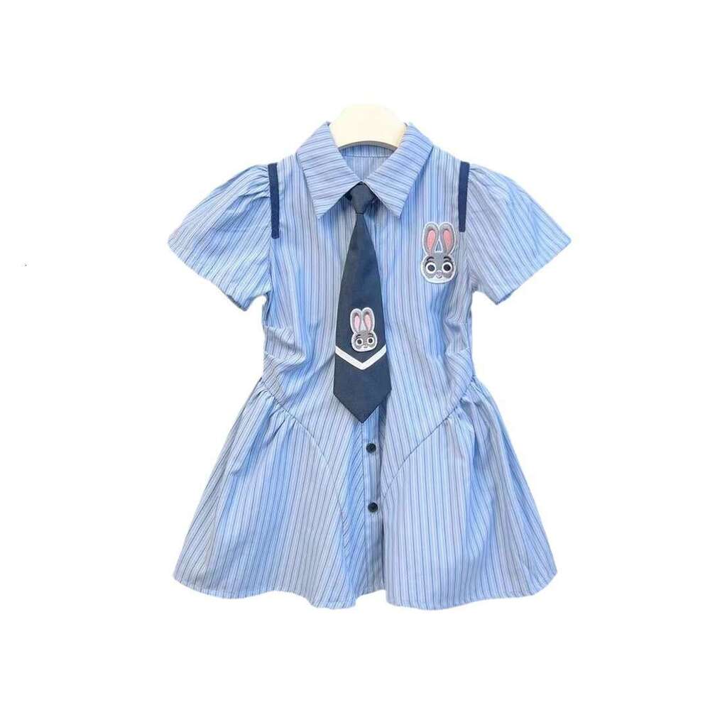 Girls' College Style 2025 New Children's Polo Collar Short Sleeved Shirt Skirt Baby Summer Dress