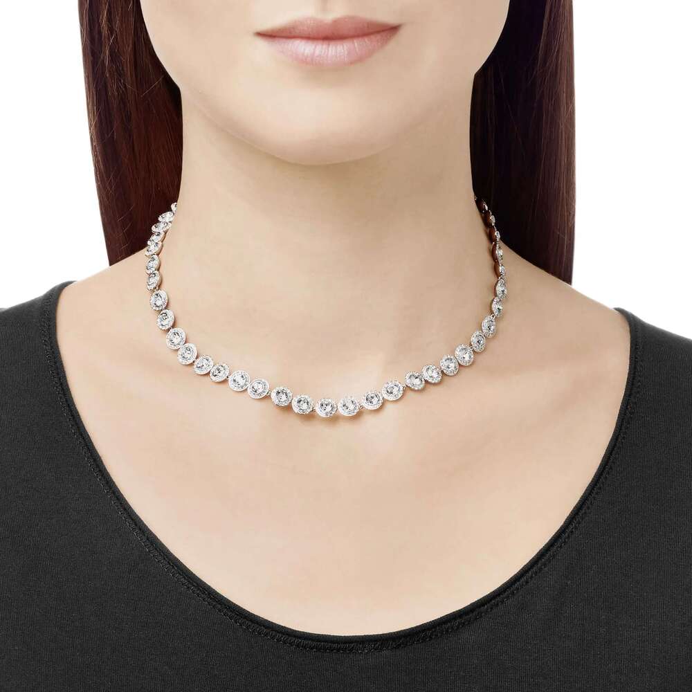 classic tennis necklace for women crystal dia iced out chain necklaces designer stainless steel plated gold jewelry woman luxe gift with box designer 