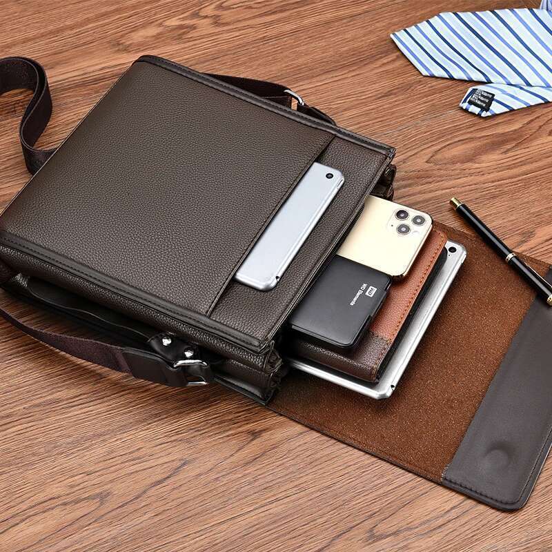 Brand Messenger Leather Side Shoulder For Men Business Office Work Male Briefcase Casual Crossbody Bag