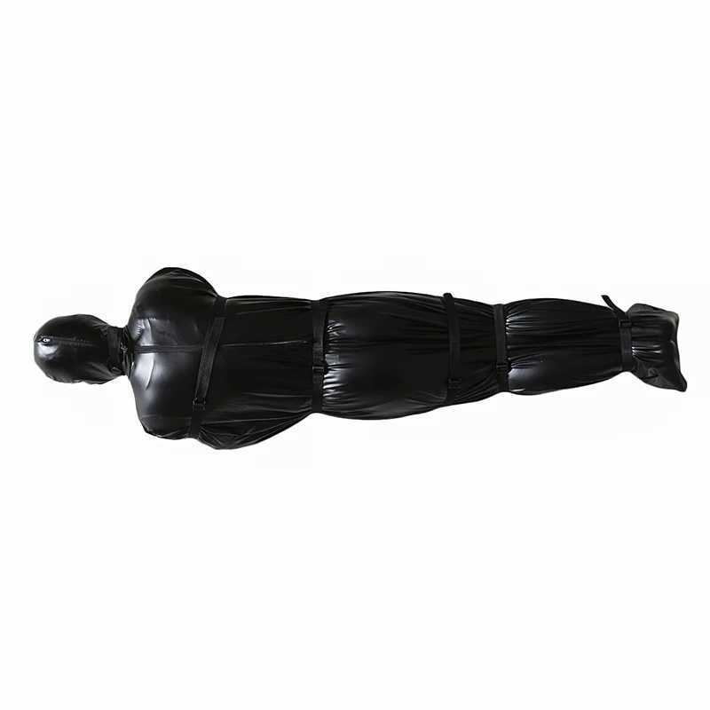 Thierry Full Body Bondage Unisex Mummy Bag Patent Leather Sex Sleeping Bag SM Products Bodysuit Halloween Cosplay W250509