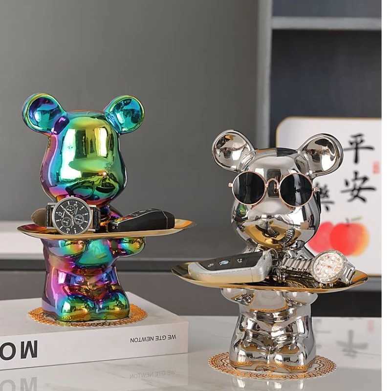 1 Piece Ceramic Sunes Bear Figurine Bear Tray Decoration Piggy Bank Ornament He Decoration Y250509