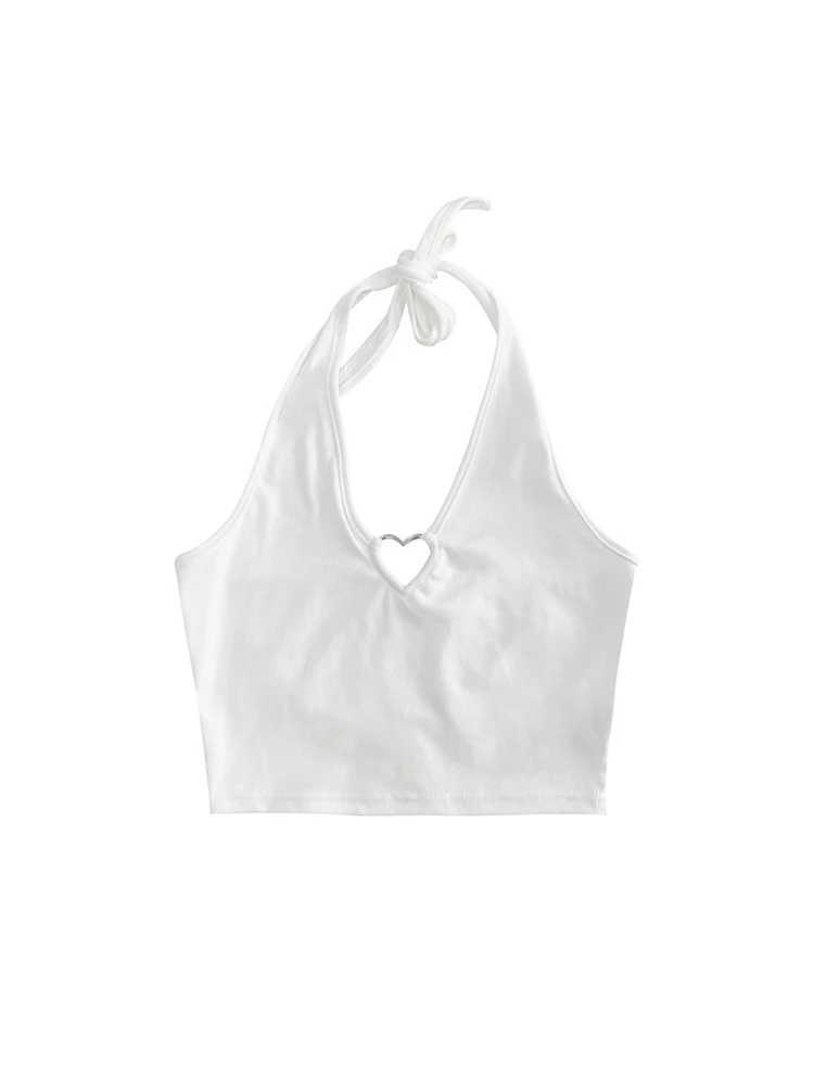 Womens V Neck Hearted Hollow Out Halter Camis Tank Tops Summer Fashion Slim Cropped Lace Up CamisoleXJ250508